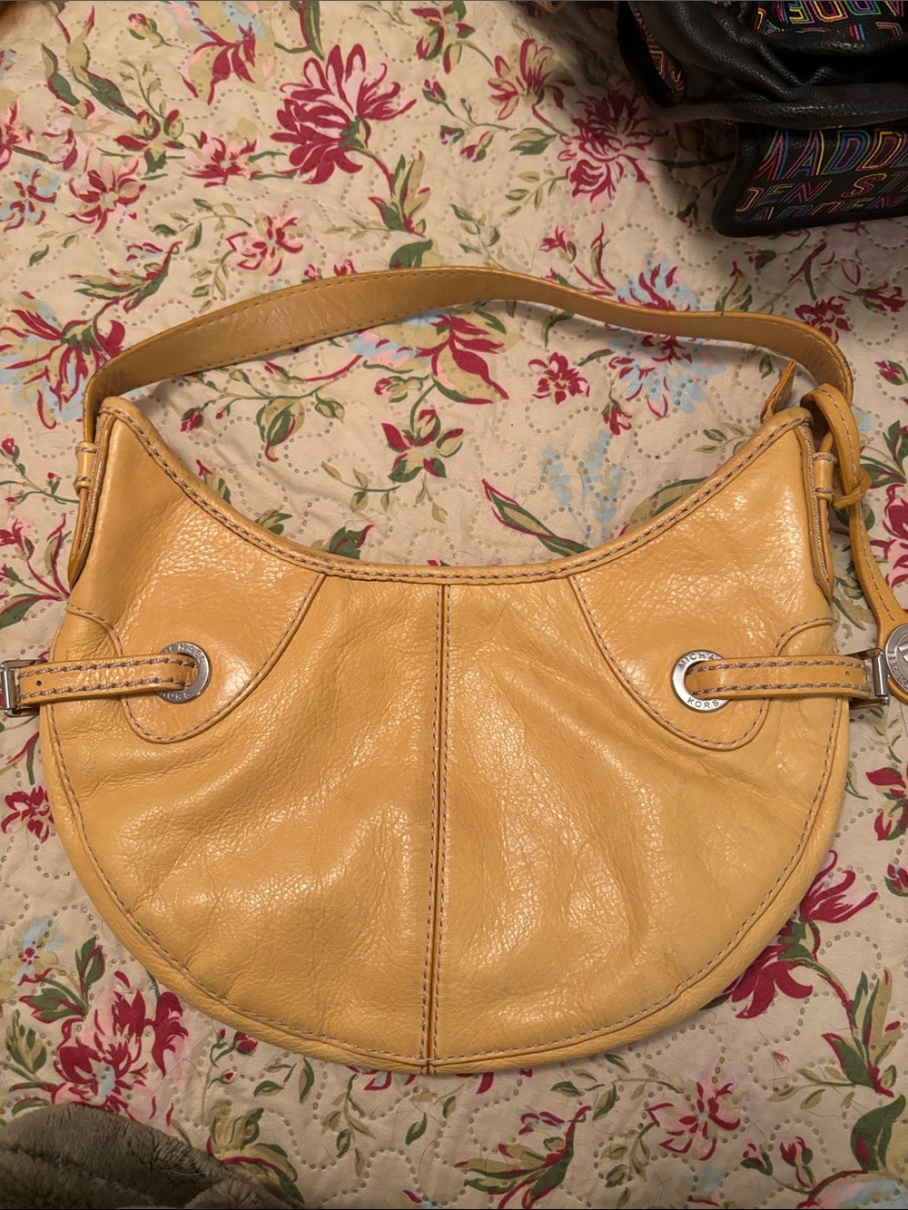 MK Yellow Leather Shoulder Bag - Women's Casual Hobo